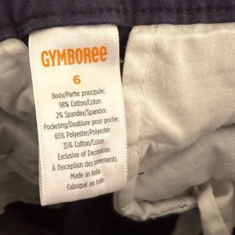 Gymboree Navy Blue Chino Pants with Tiny Bulldogs All Over Embroidery Size 6